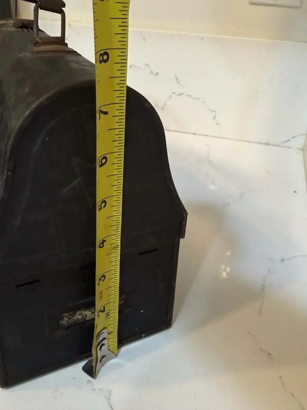 Vintage Mid-Century Black Metal Dome Top Workman's Lunchbox with Star Detail